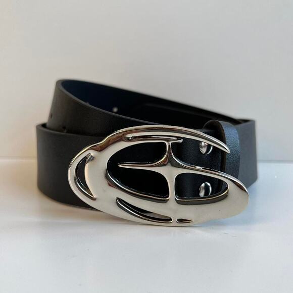 Chrome Star Black Silver Belt – Futuristic Grunge Emo Style, Unisex, Brand New - Picture 11 of 12